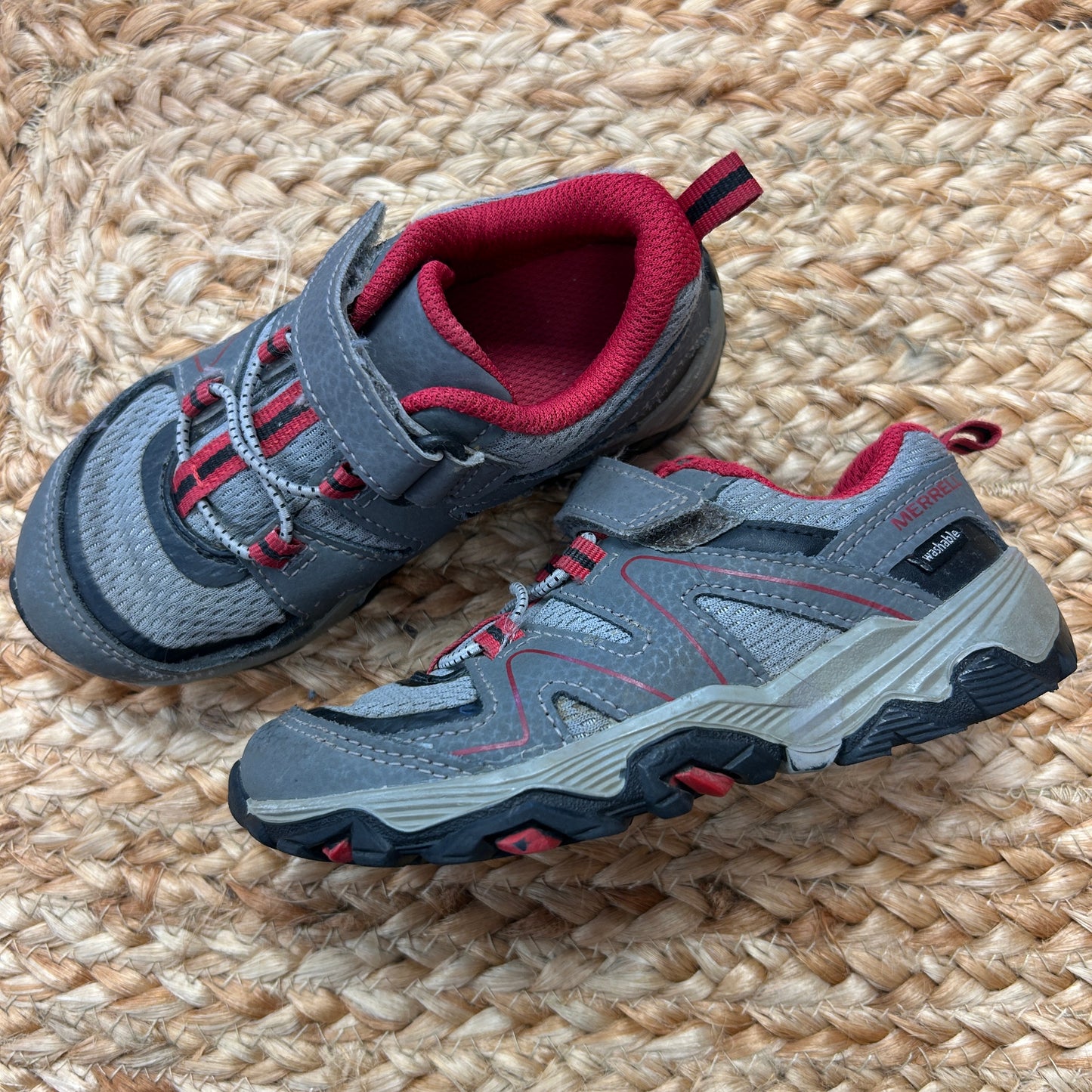 Grey & Red Velcro Sneakers