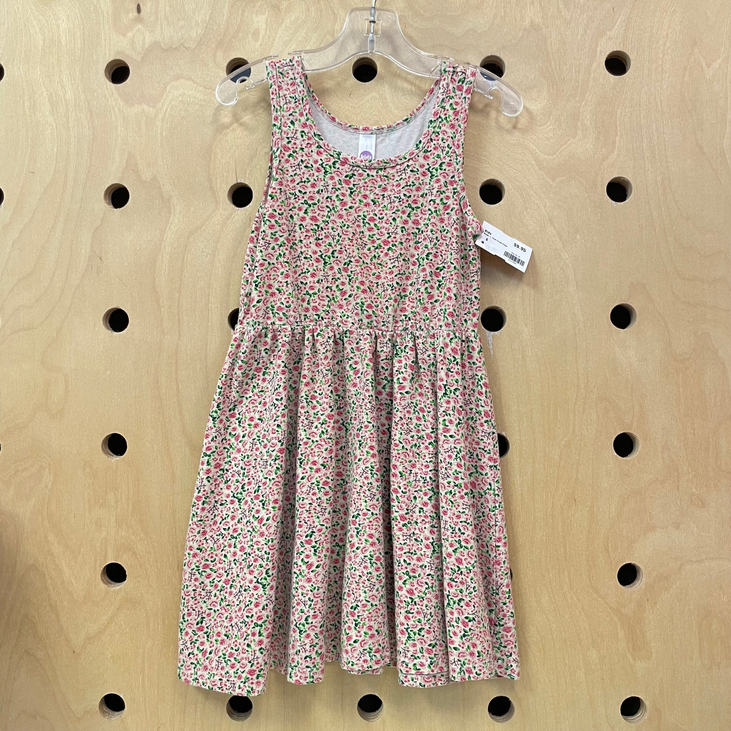 Beige + Pink Floral Dress