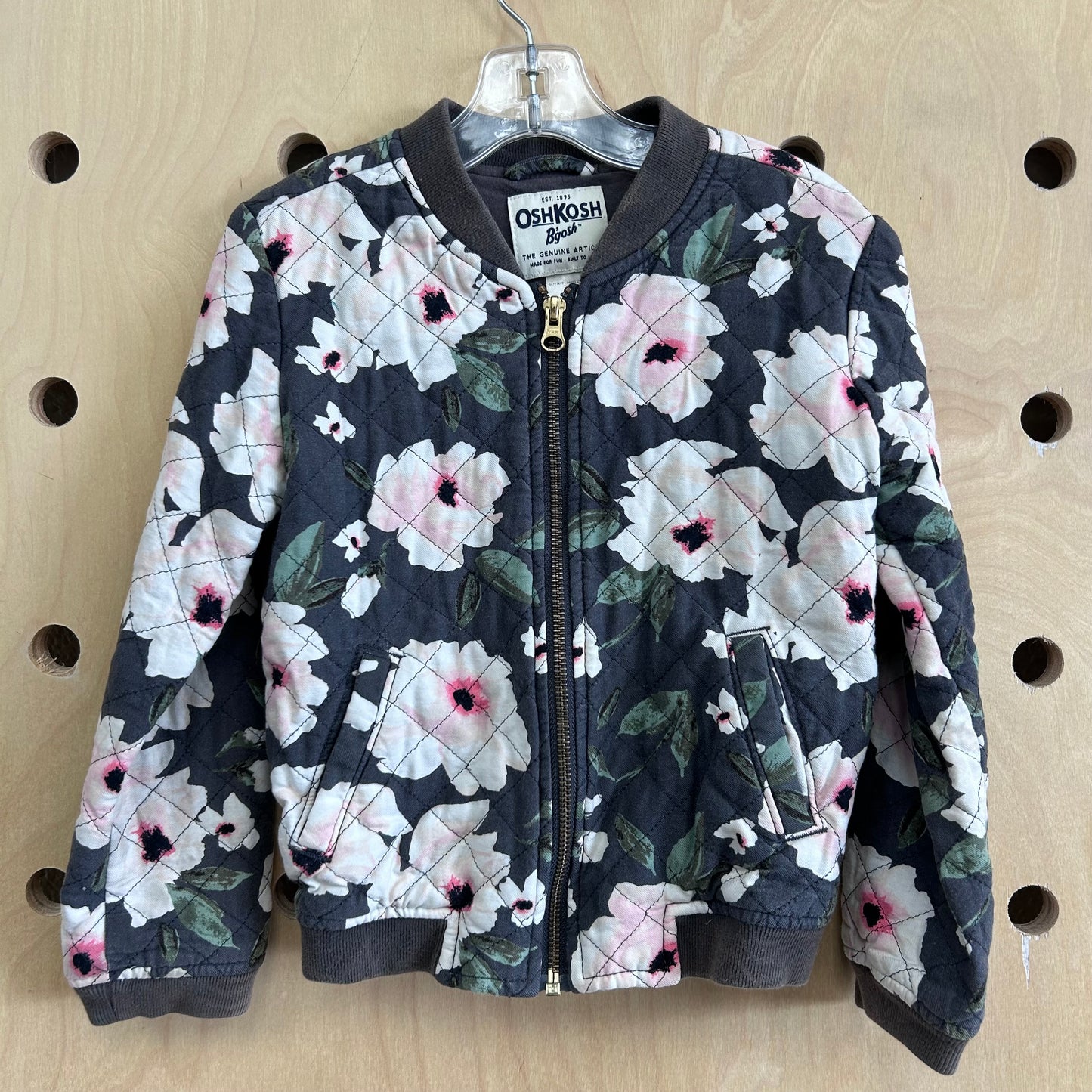 Grey Quilted Floral Jacket