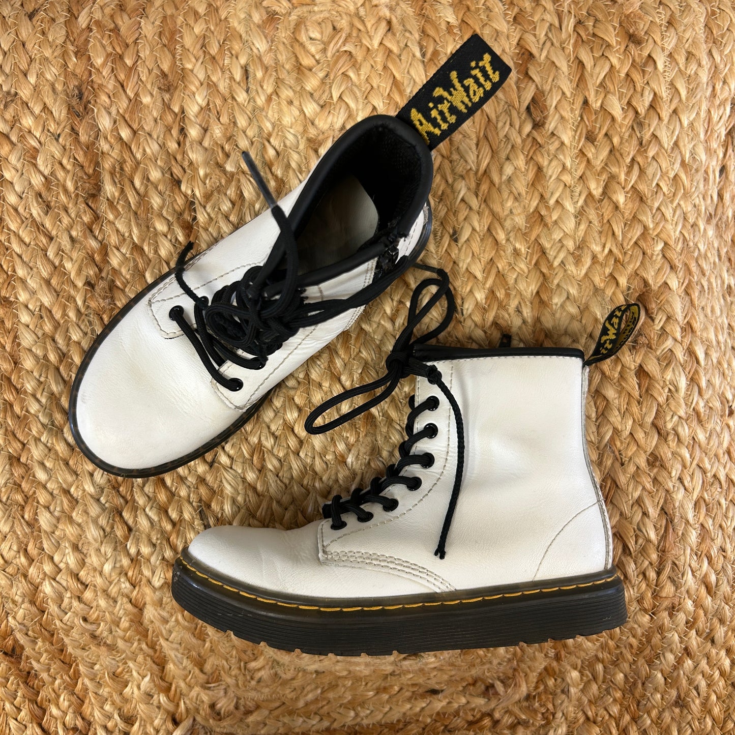 White Leather Air Wair Boots