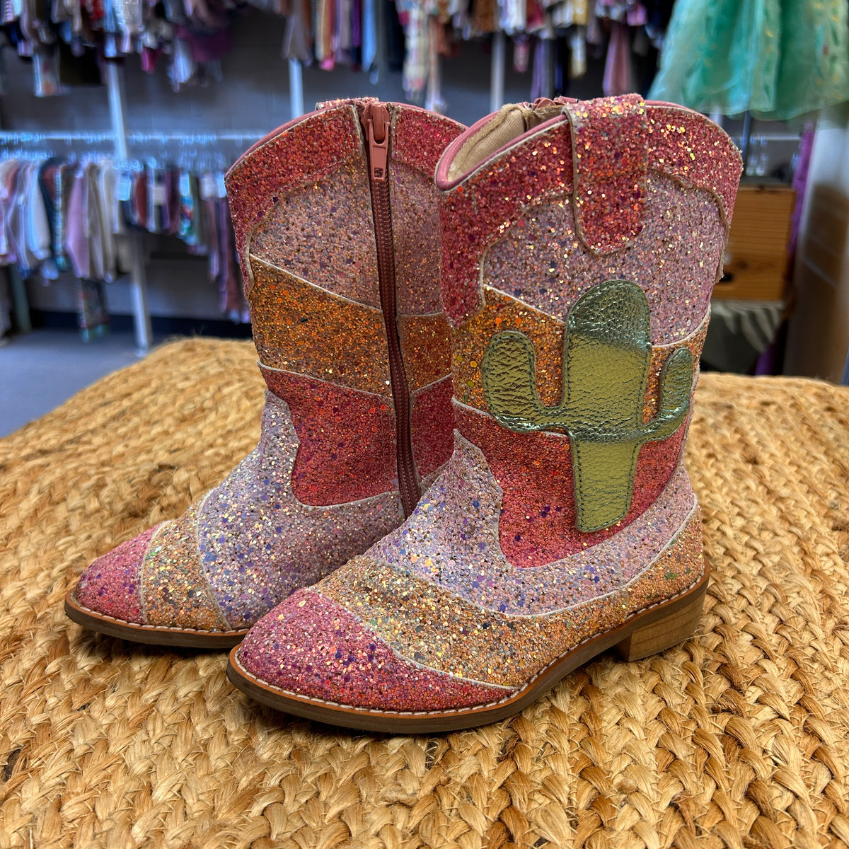 Pink Glitter Cactus Cooler Boots