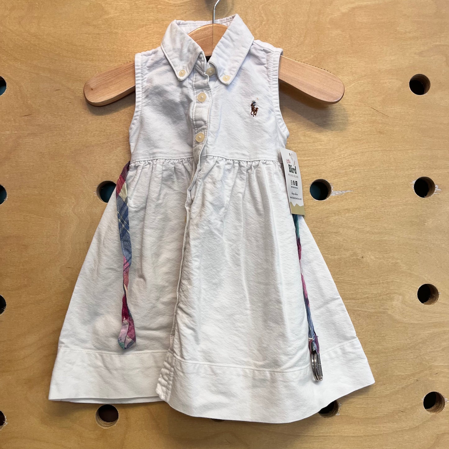 White Button Belted Dress