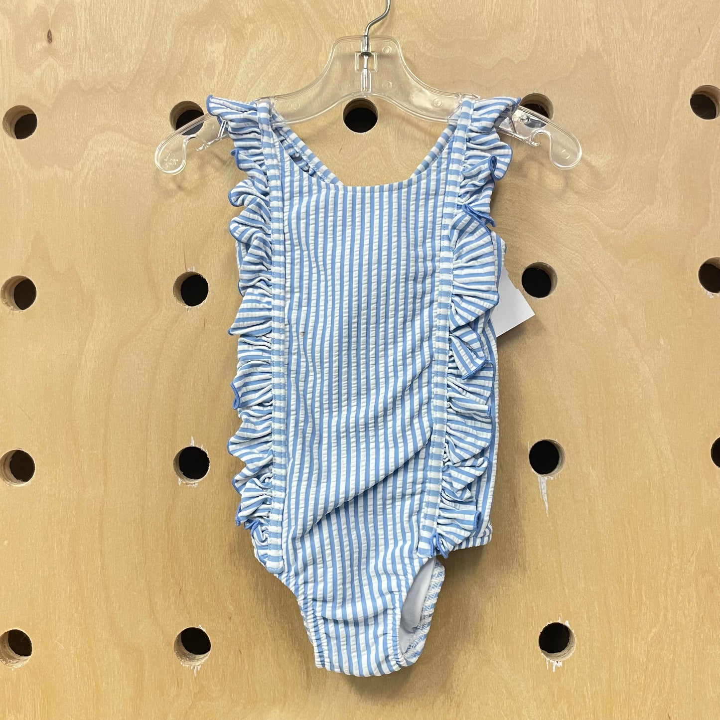 Blue + White Seersucker Swimsuit