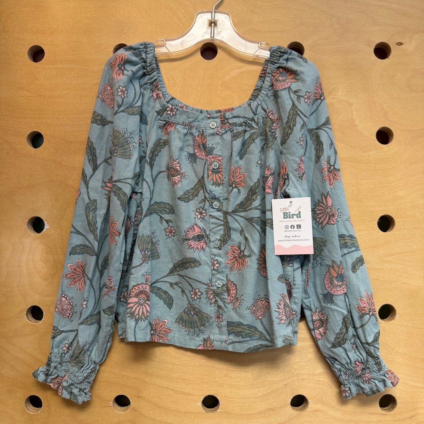 Aqua/Pink Floral LS