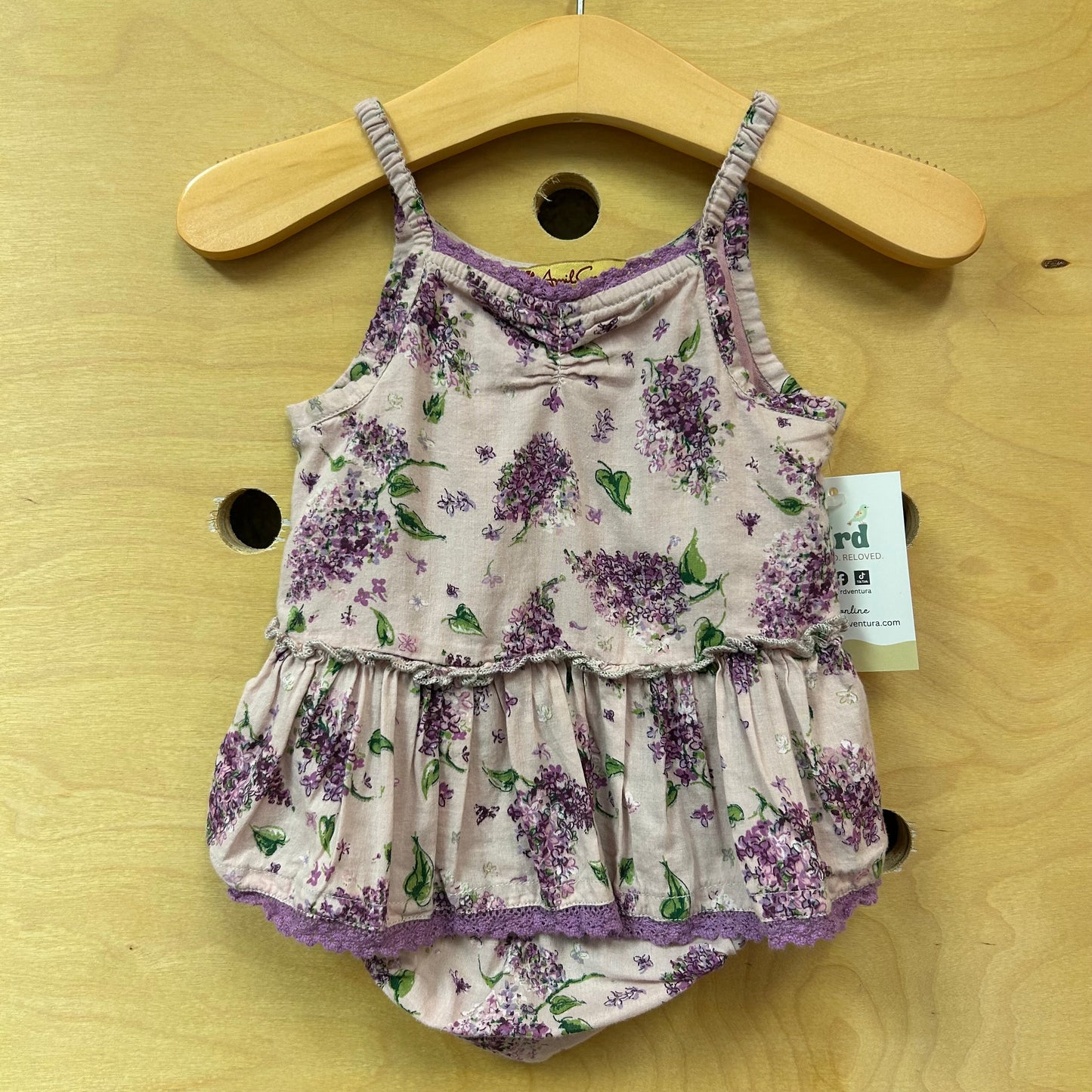 Purple Floral Ruffle Romper