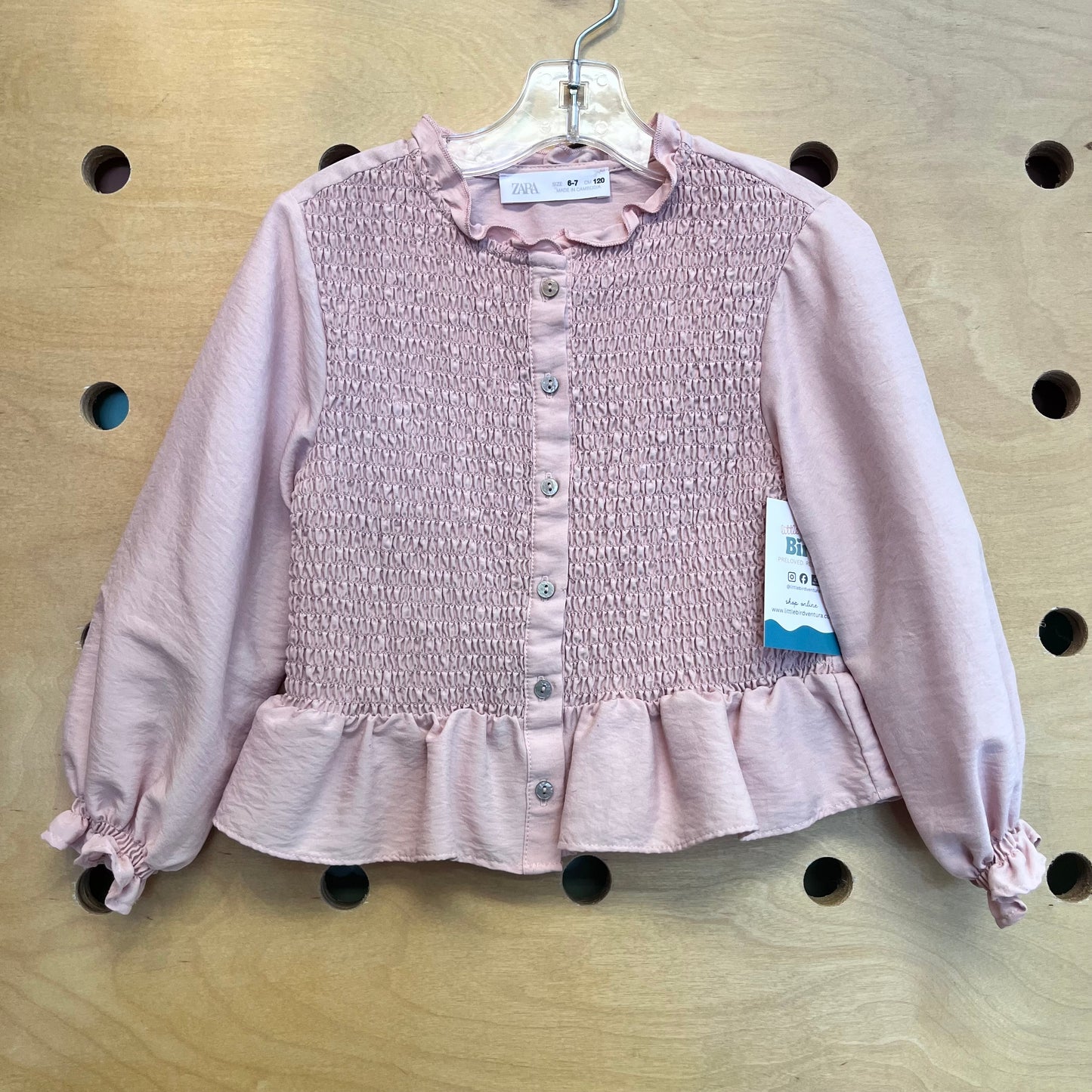 Pink Smocked Ruffle Top