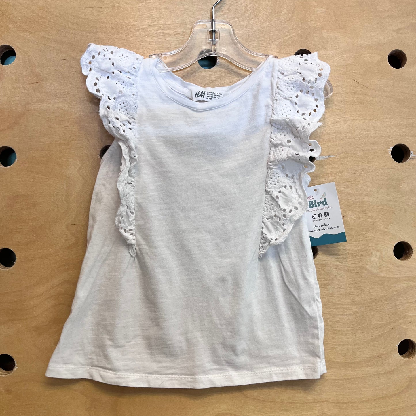 White Eyelet Sleeve Tank