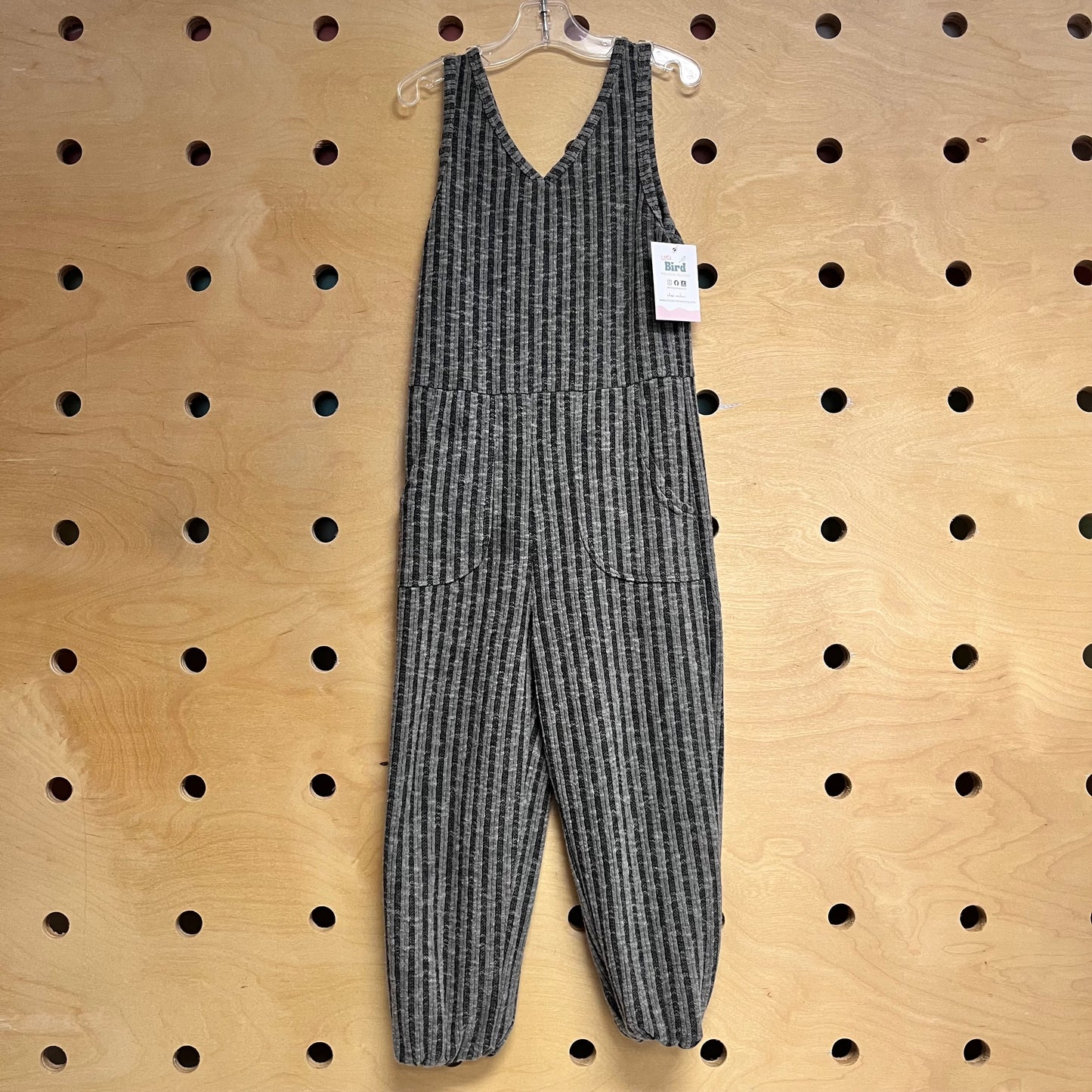 Grey Ribbed Pocket Romper