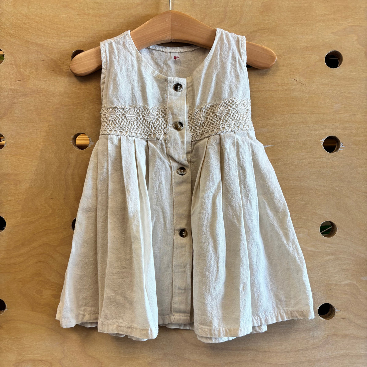 Cream Crochet Waist Button Dress