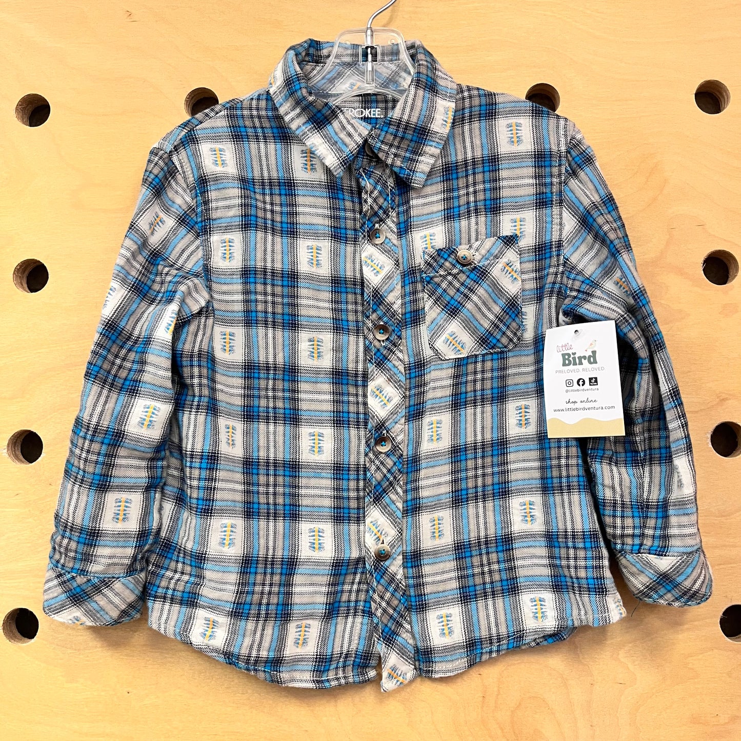 Blue/Grey Plaid Button Up