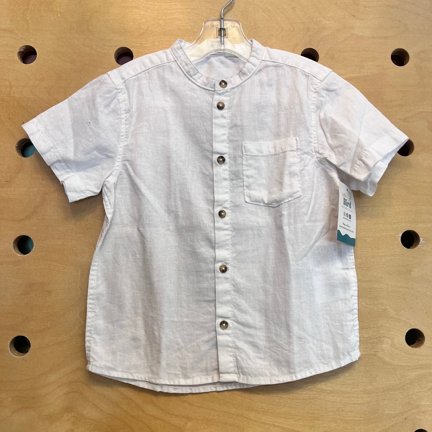 White Linen Blend Button Up
