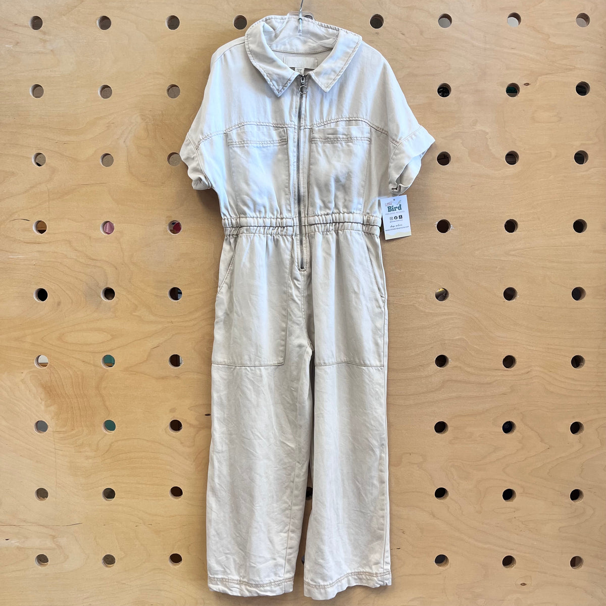 Cream Zippered Jumpsuit