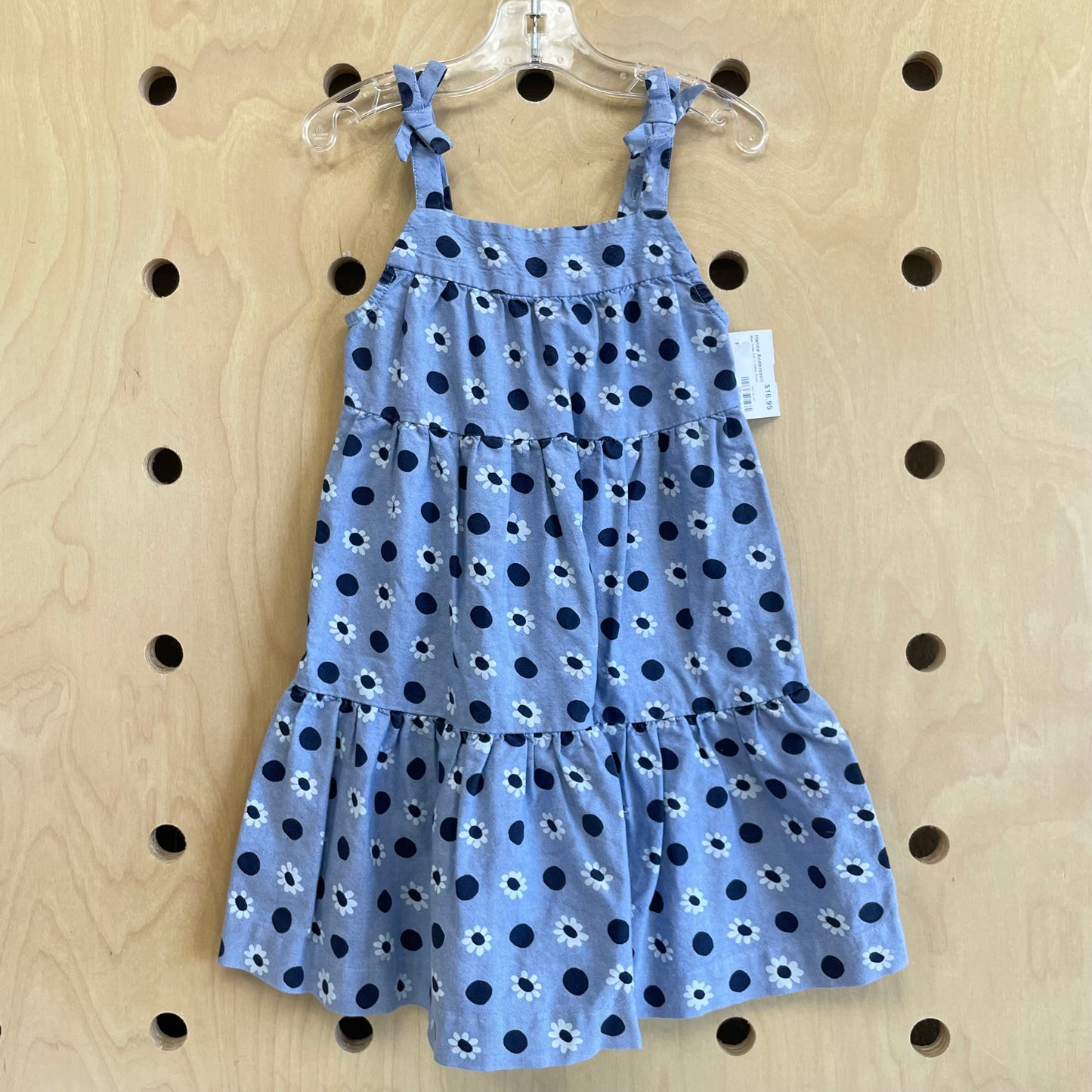 Blue Polka Dot + Daisy Dress