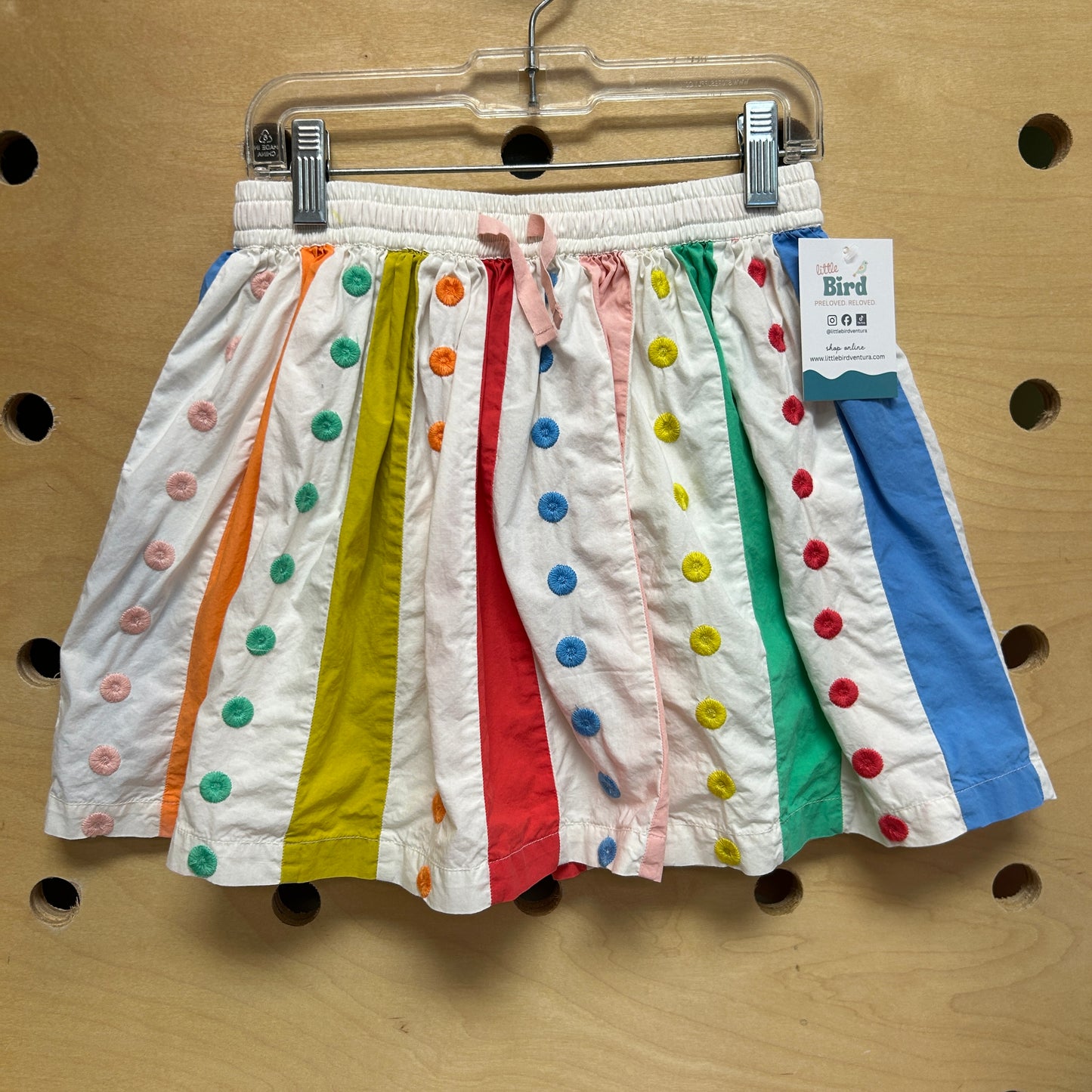 Colorful Striped Embroidered Circles Skirt