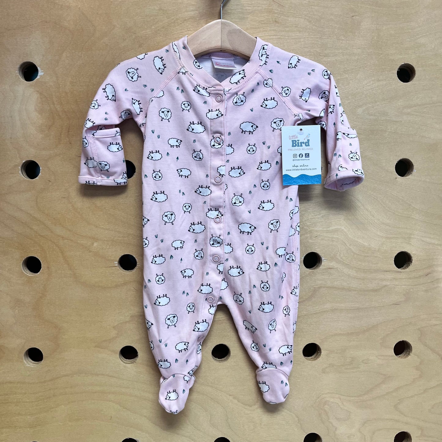 Organic Pink Sheep Snap Footies