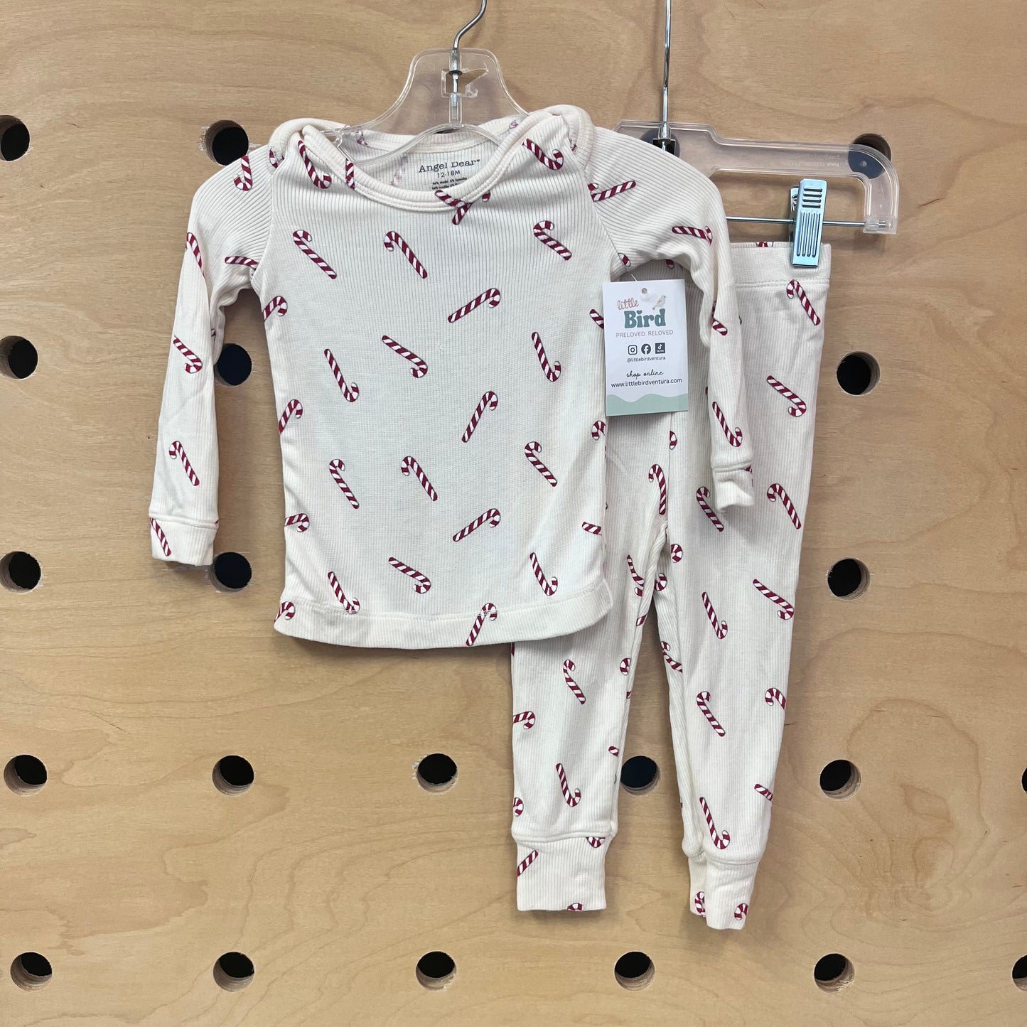 Cream Modal Candycane Pajamas