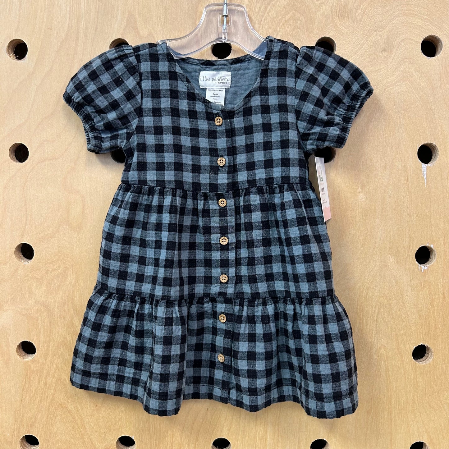 Blue Ginghham Organic Dress