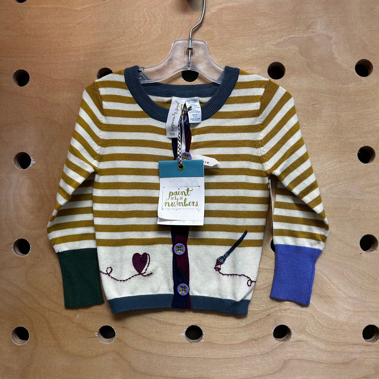 Paintbrush Heart Viscose Blend Cardigan NEW!