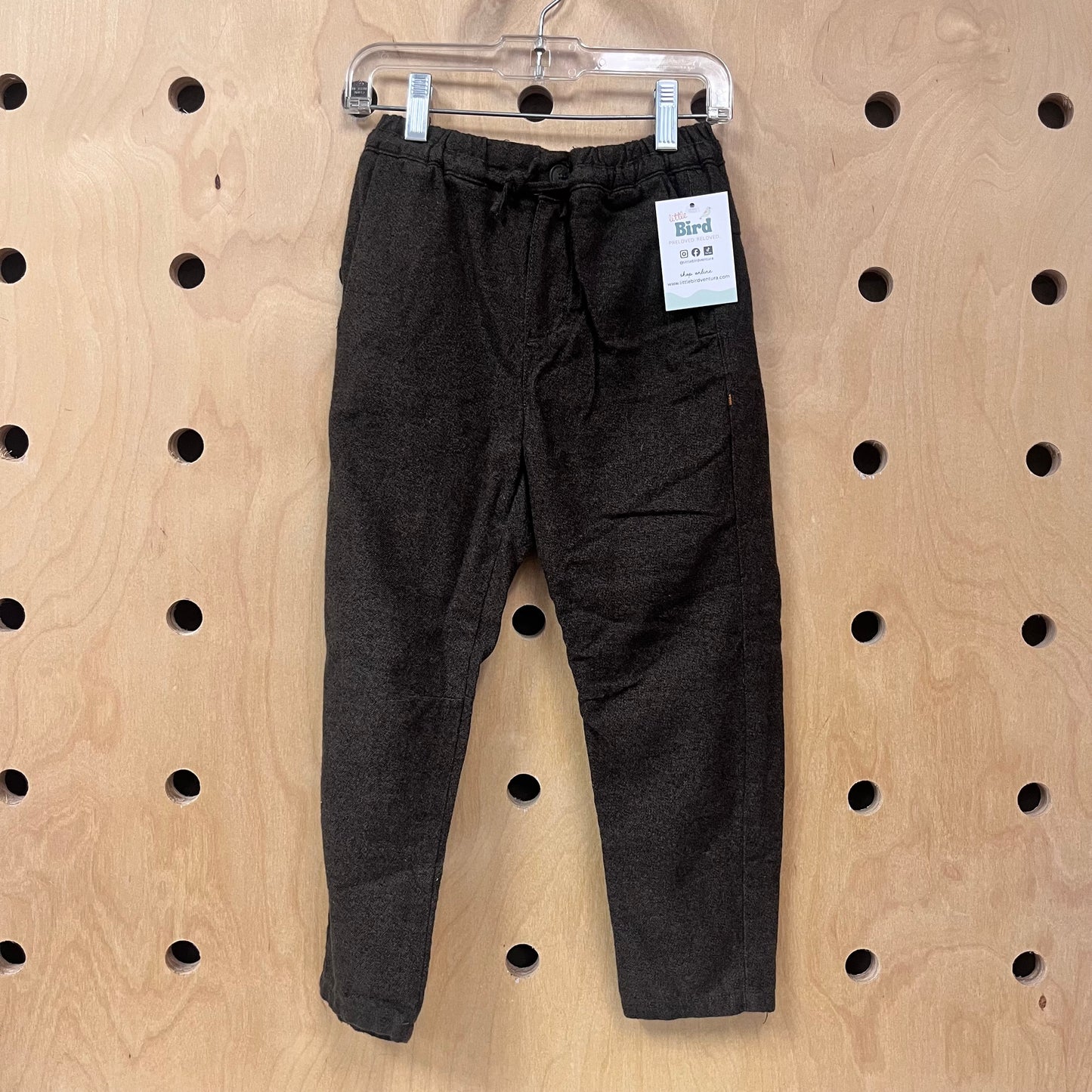 Brown Wool Blend Drawstring Pants