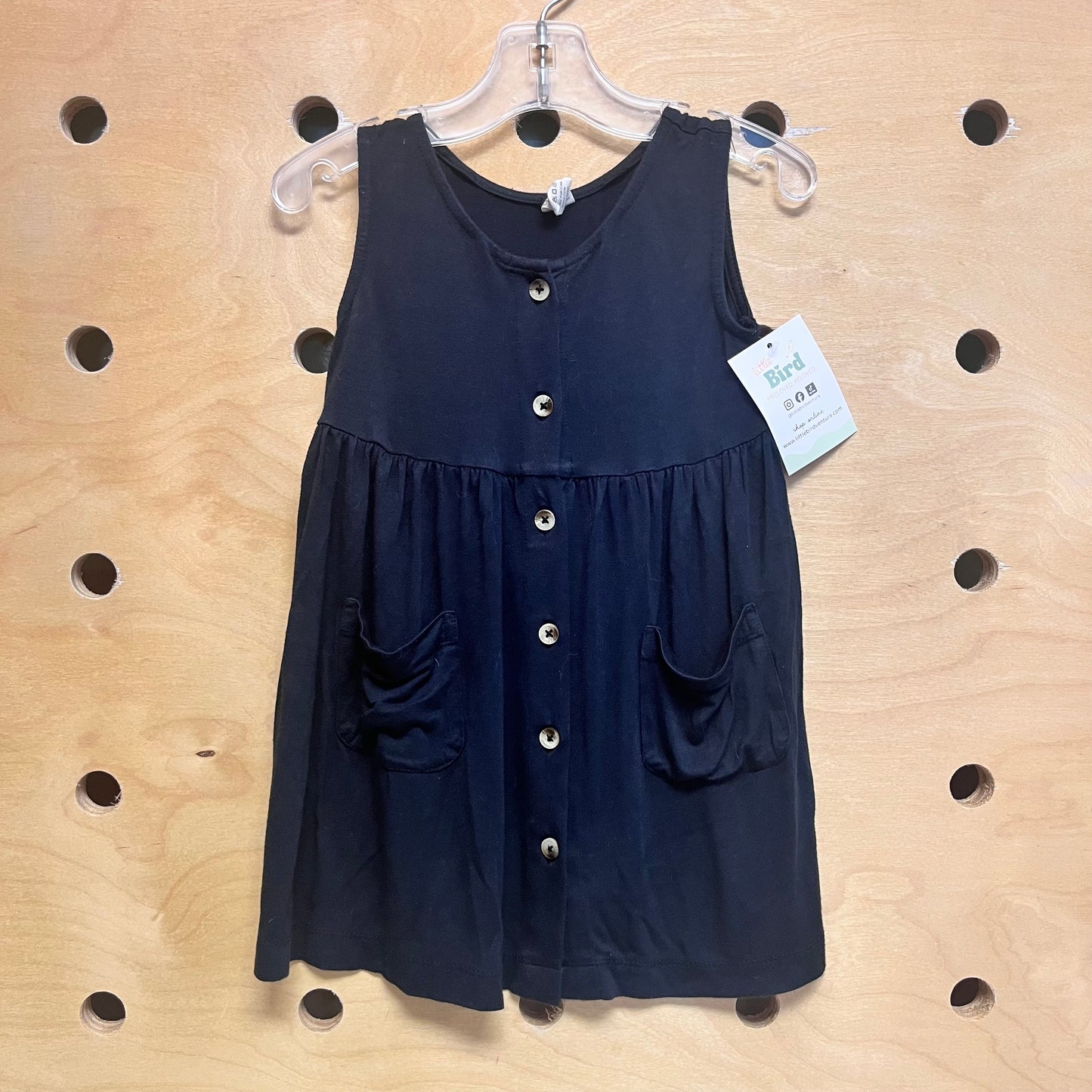 Black Bamboo Pockets Dress