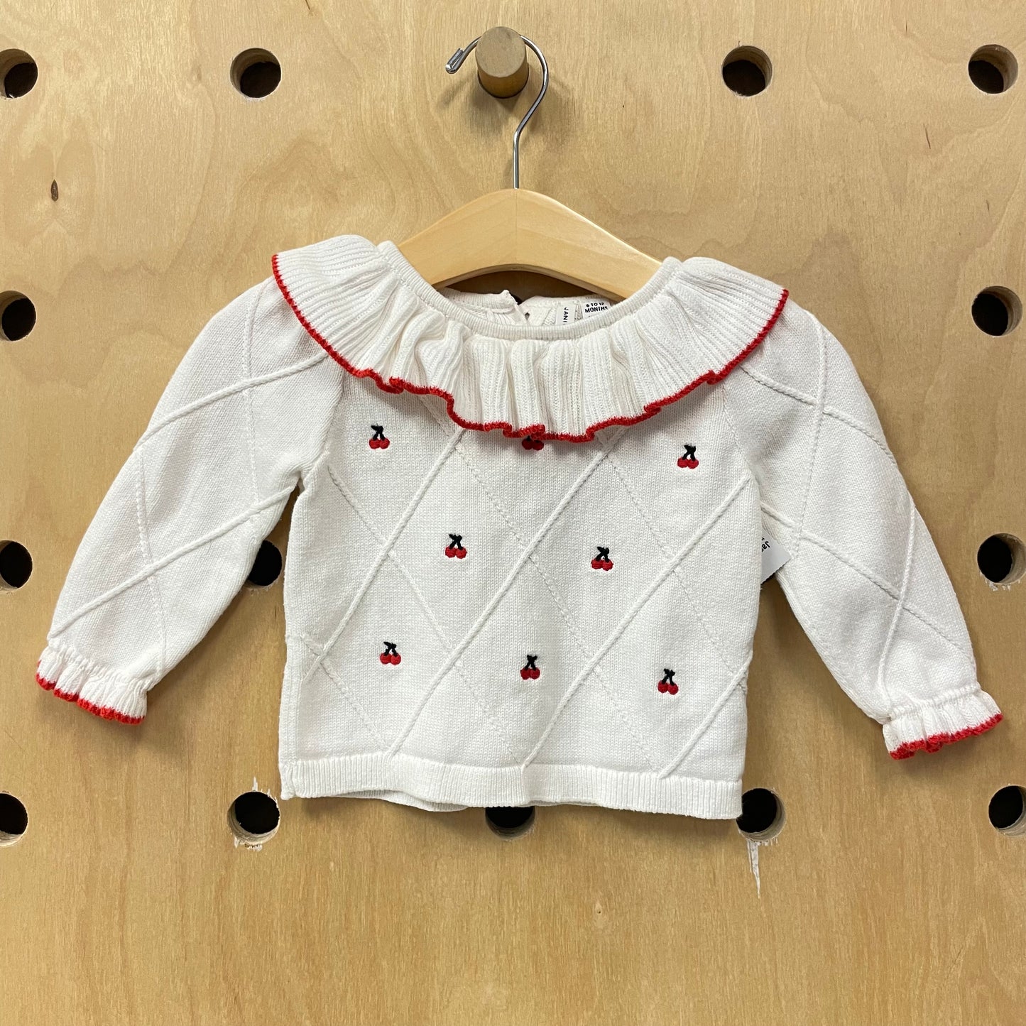 White Cherries Button Back Sweater