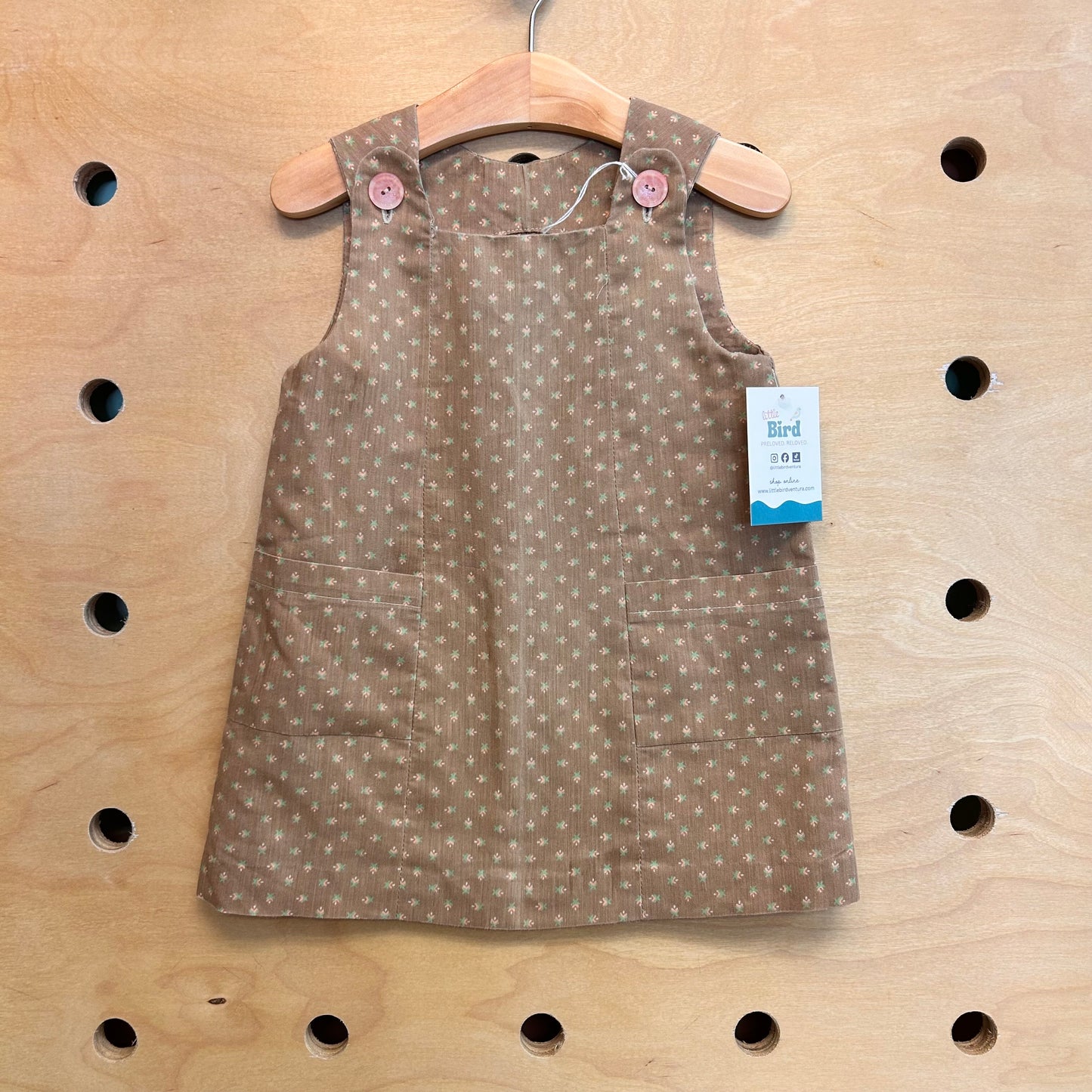 Beige Floral Overall Dress