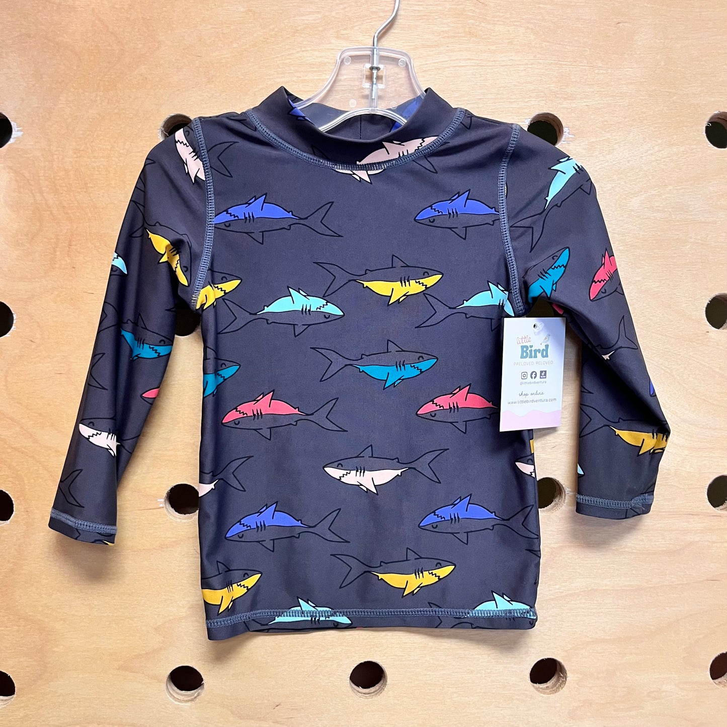 Grey/Colorful Sharks Swim Shirt