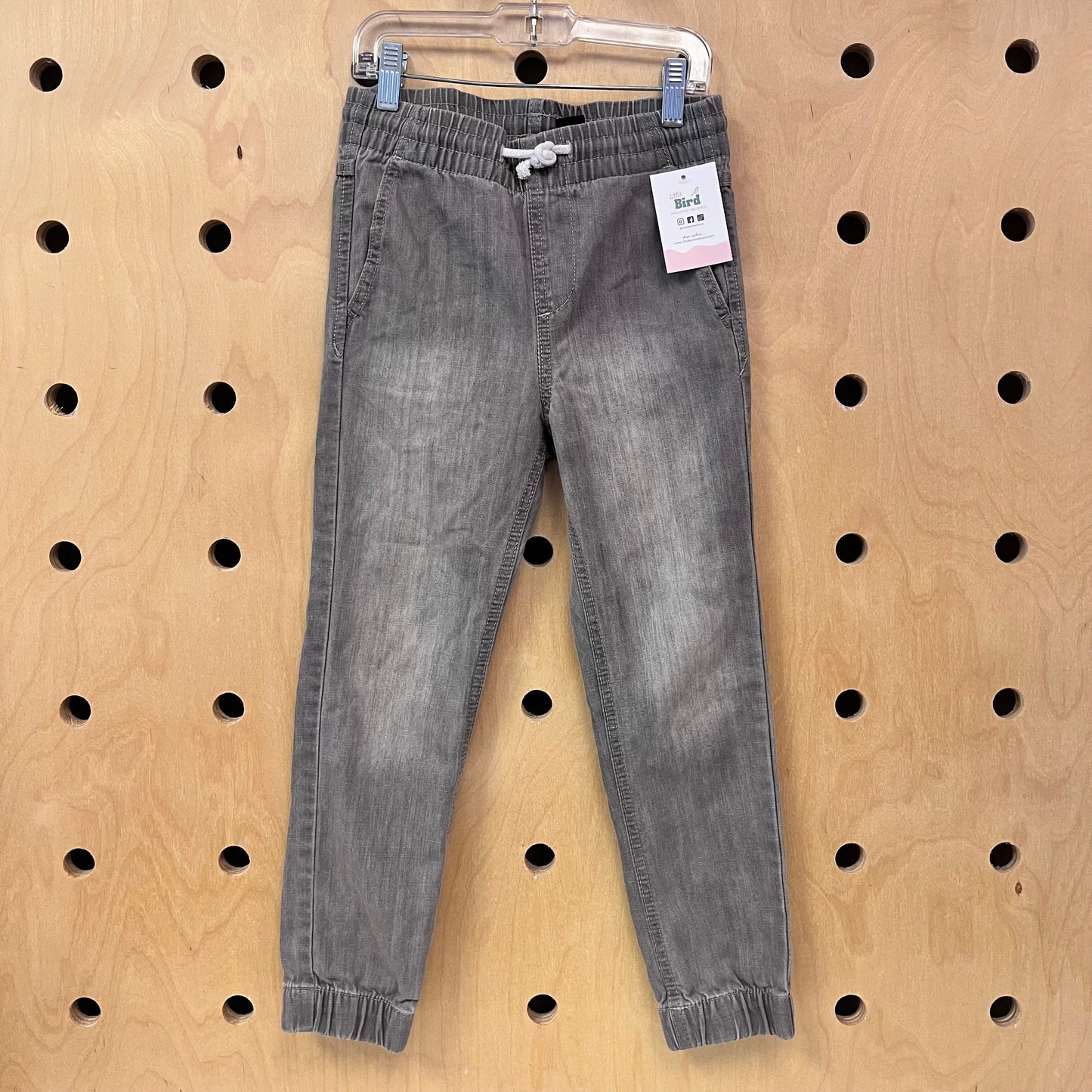 Grey Drawstring Denim Joggers