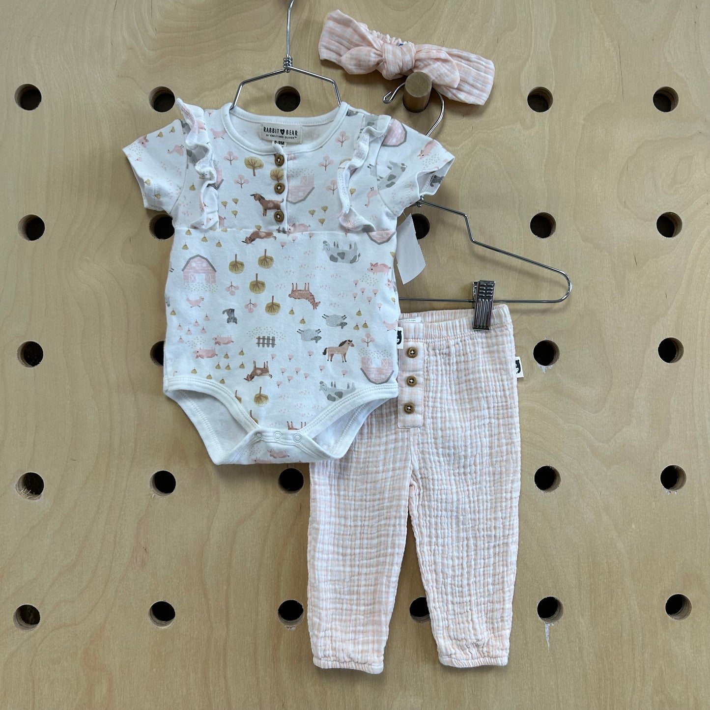 3pc. Pastel Peach Farm Outfit