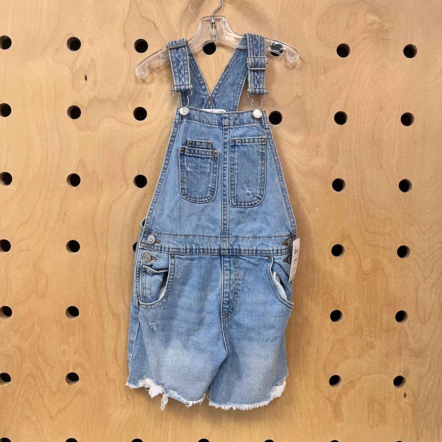 Light Wash Distressed Overalls