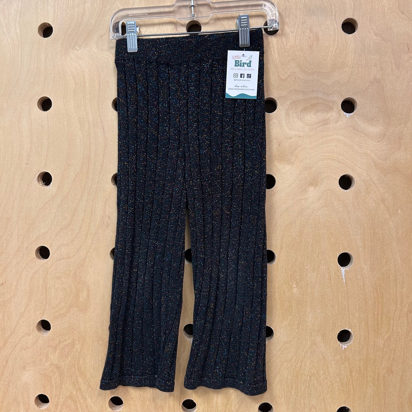 Black Colorful Metallic Thread Knit Pants