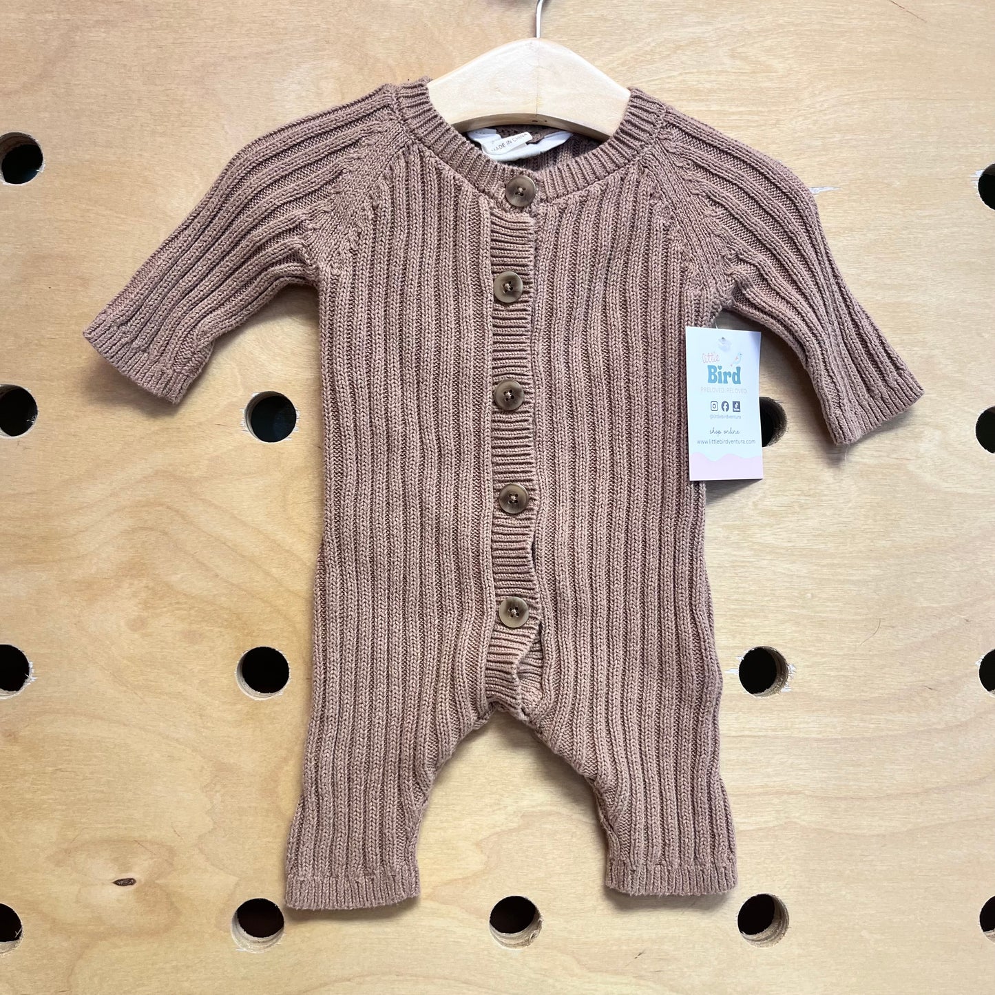 Organic Ribbed Knit Button Romper