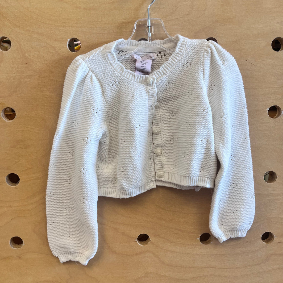 White Knit Button Cardigan