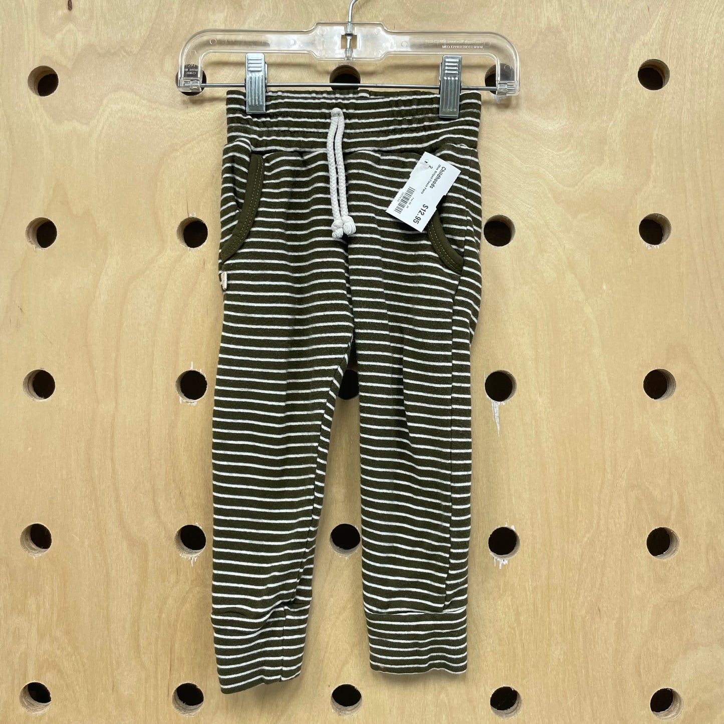 Olive Striped Fleece Pants