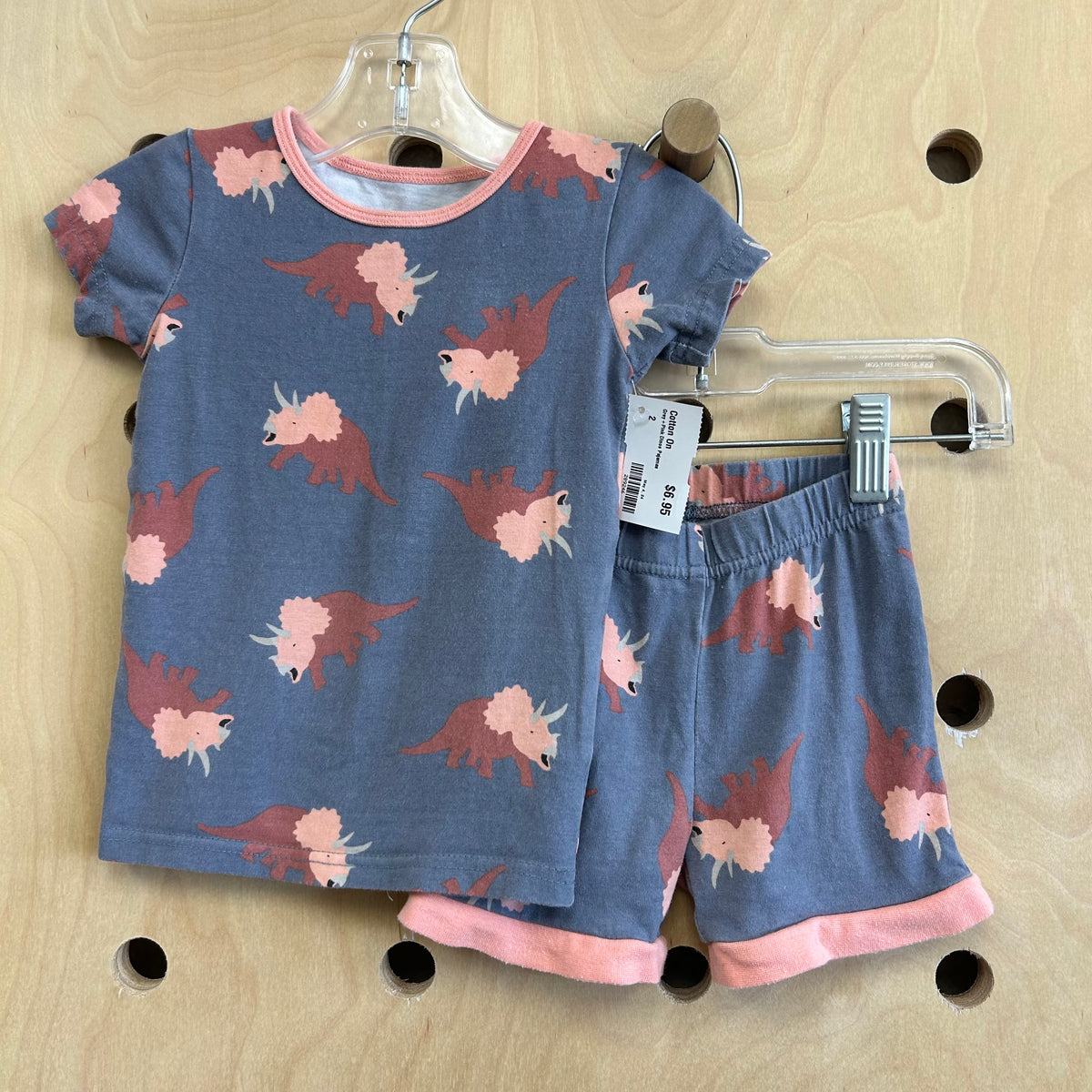 Grey+Pink Dinos Pajamas