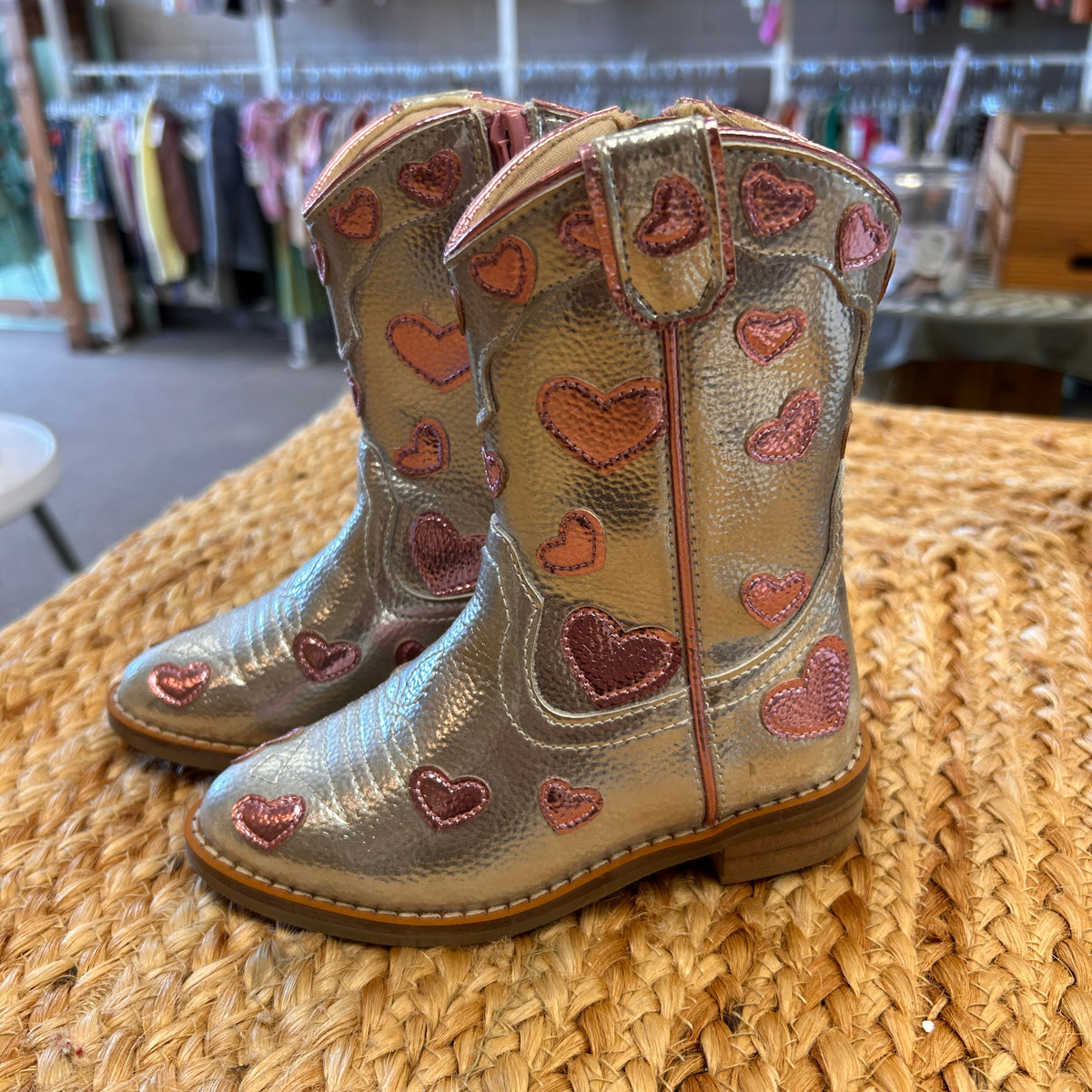 Silver & Pink Lovestruck Hearts Boots