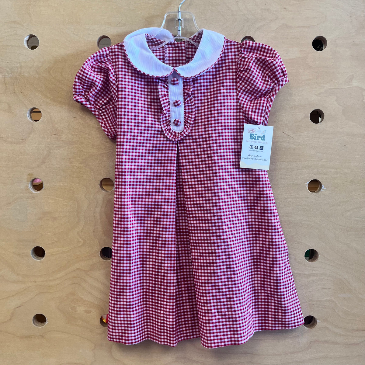 Red/White Collared Plaid Dress