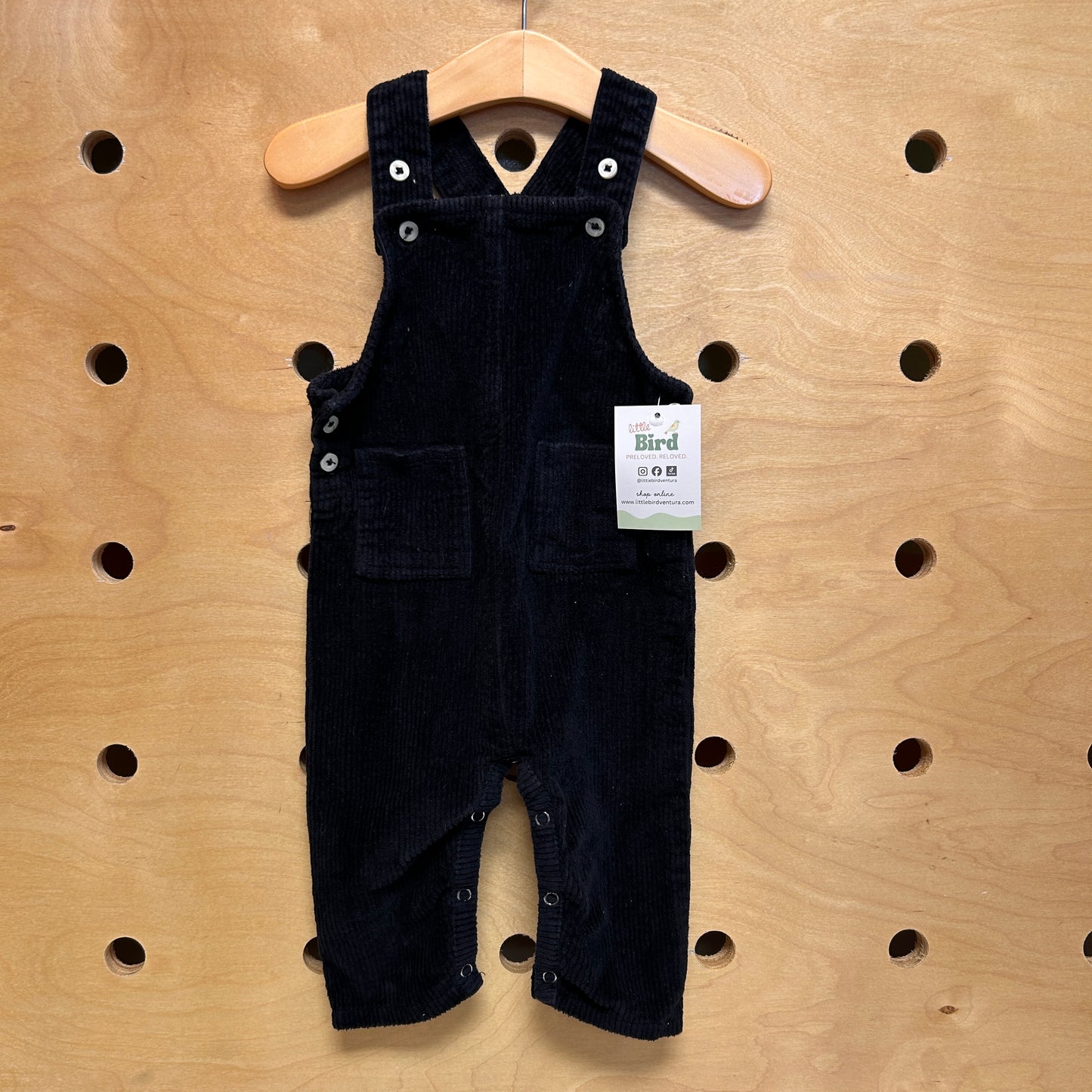 Organic Black Cord Overalls