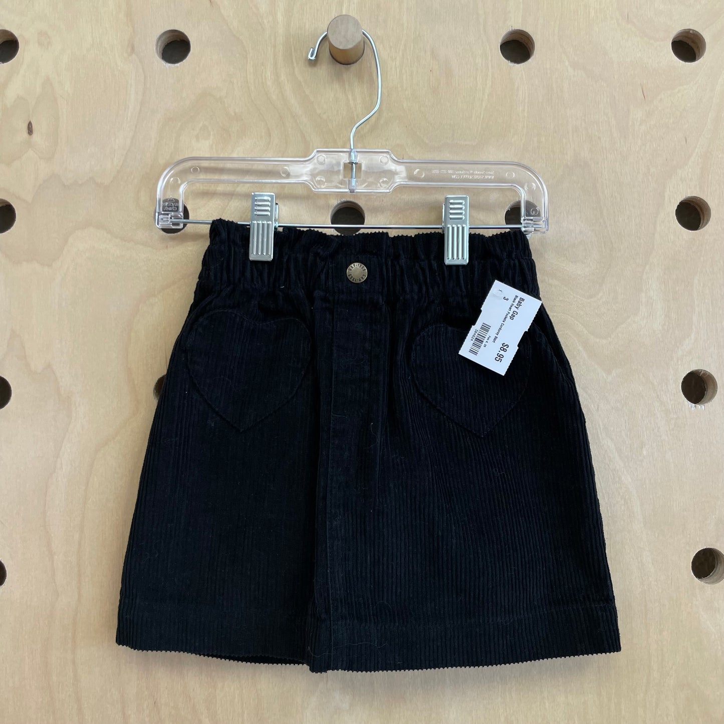 Black Heart Pockets Corduroy Skirt