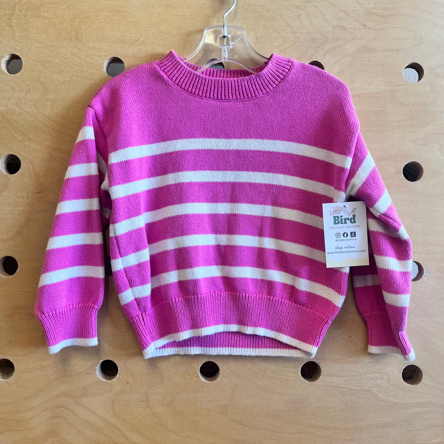 Pink/White Striped Knit Sweater