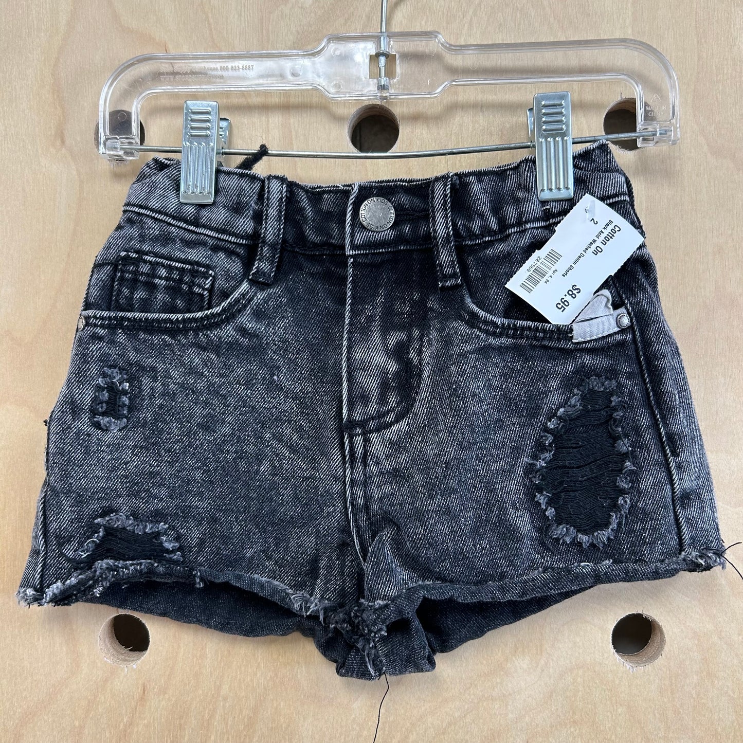 Black Acid Washed Denim Shorts