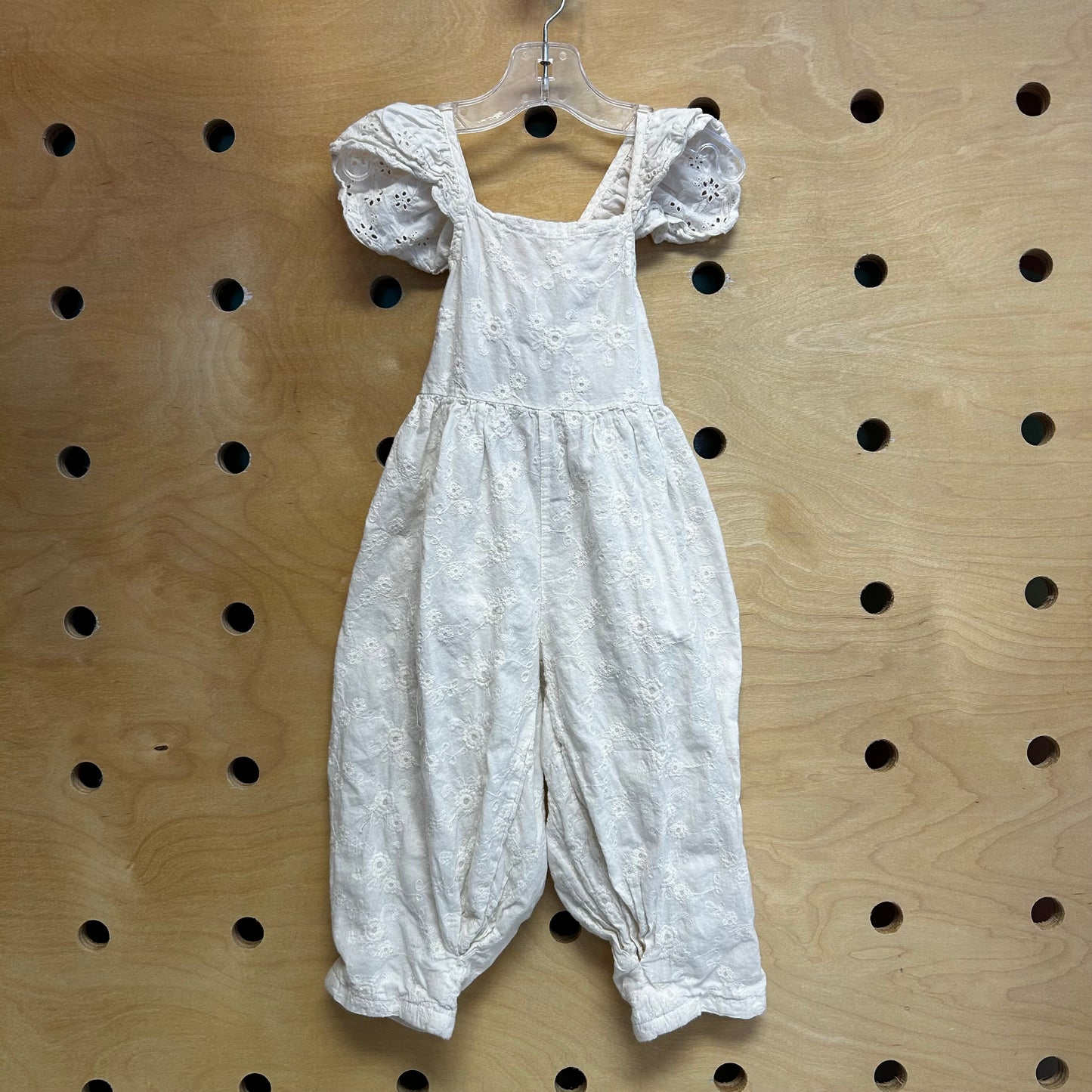 White Embroidered Floral Romper