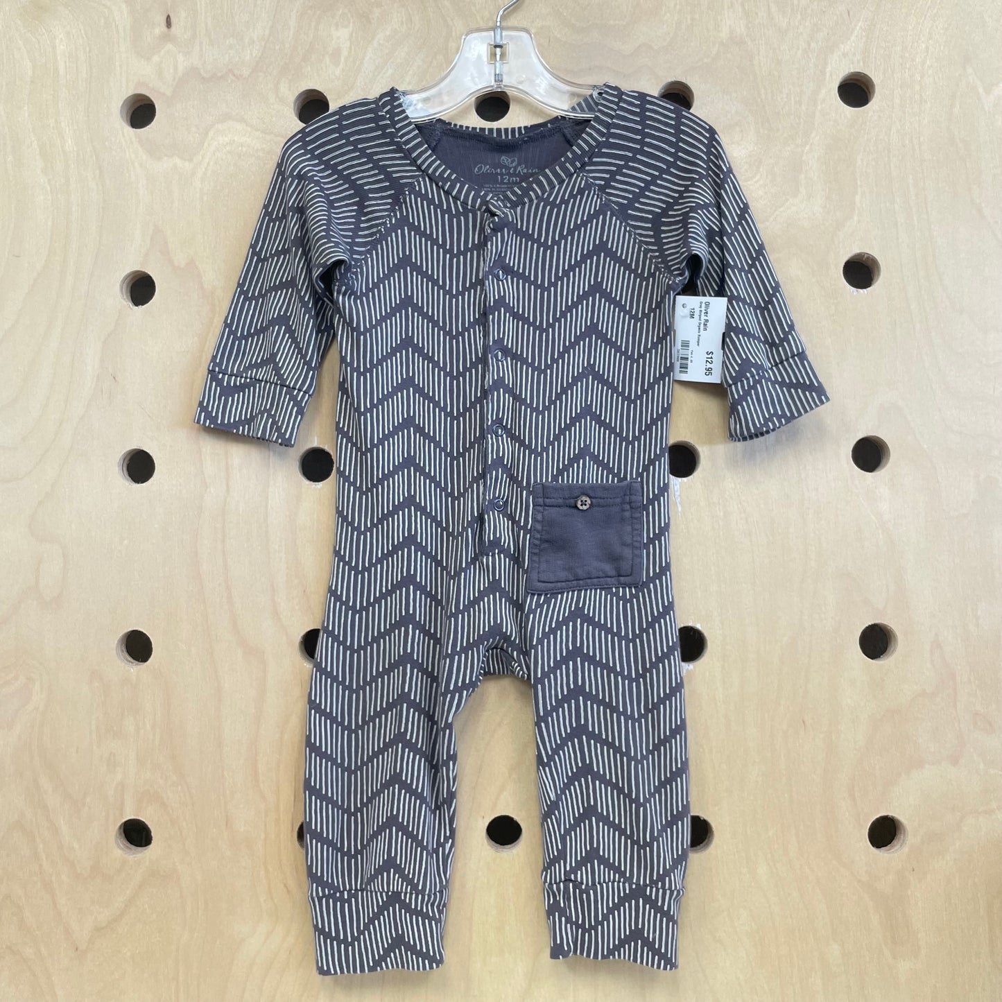 Grey Striped Organic Romper