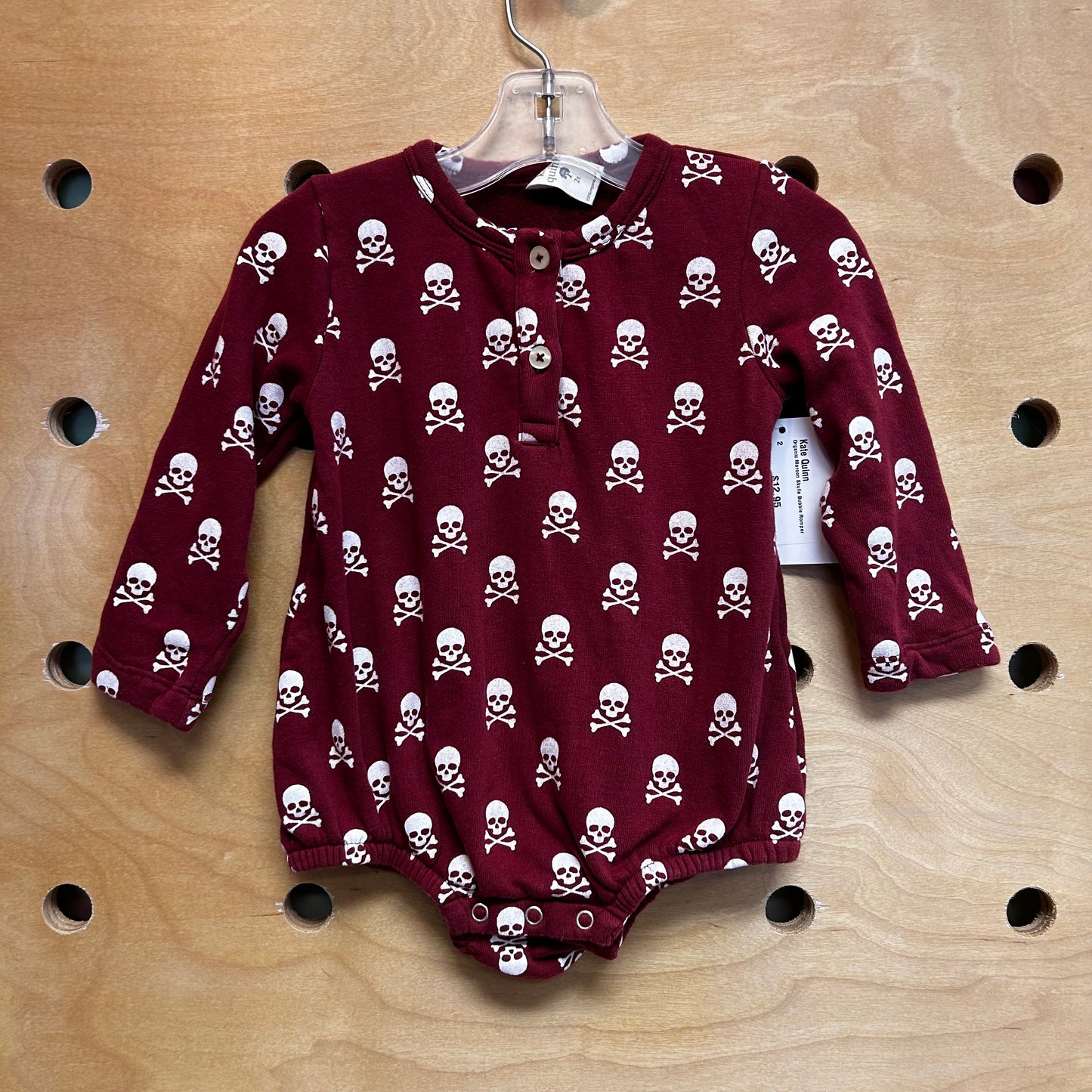 Organic Maroon Skulls Bubble Romper