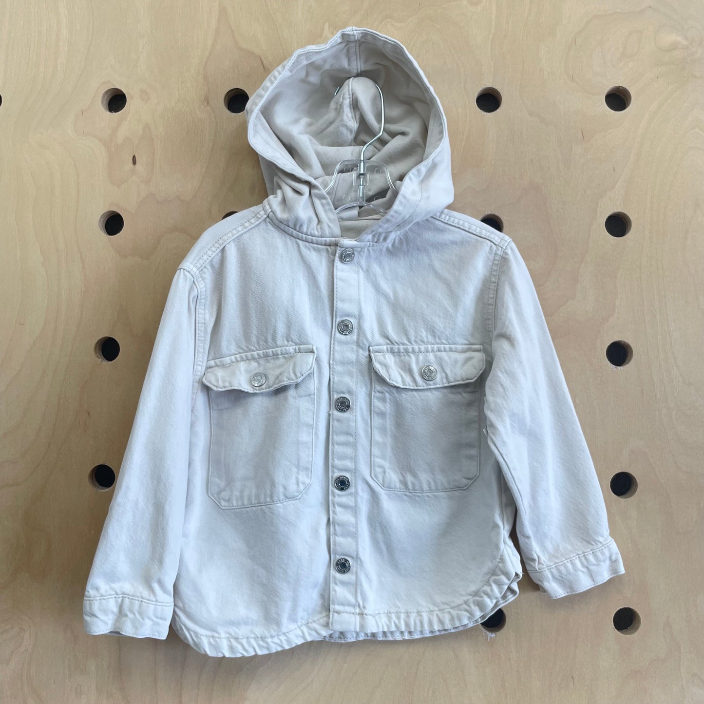 Cream Denim Snap Hoodie