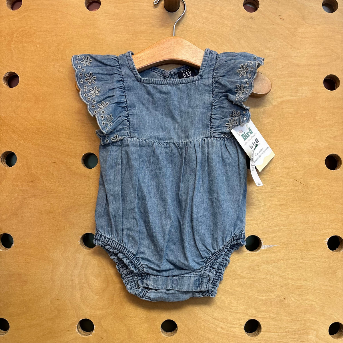 Blue Eyelett Sleeve Romper NEW!