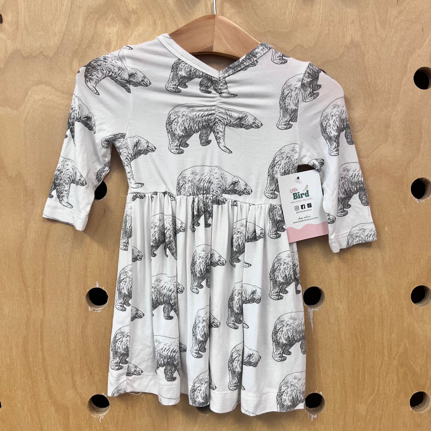 White + Grey Bears Bamboo Dress