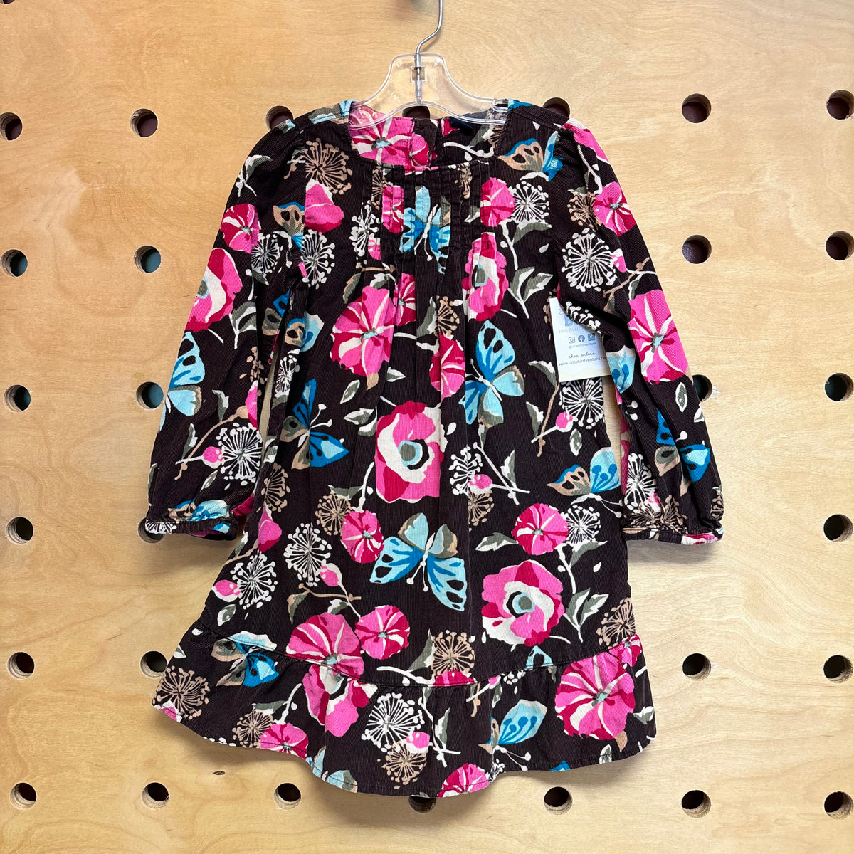 Brown Cord Floral Dress