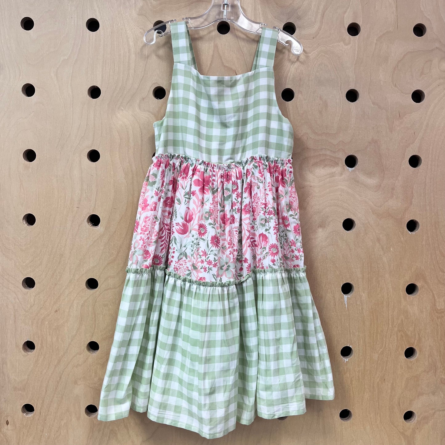 Green Gingham Floral Dress