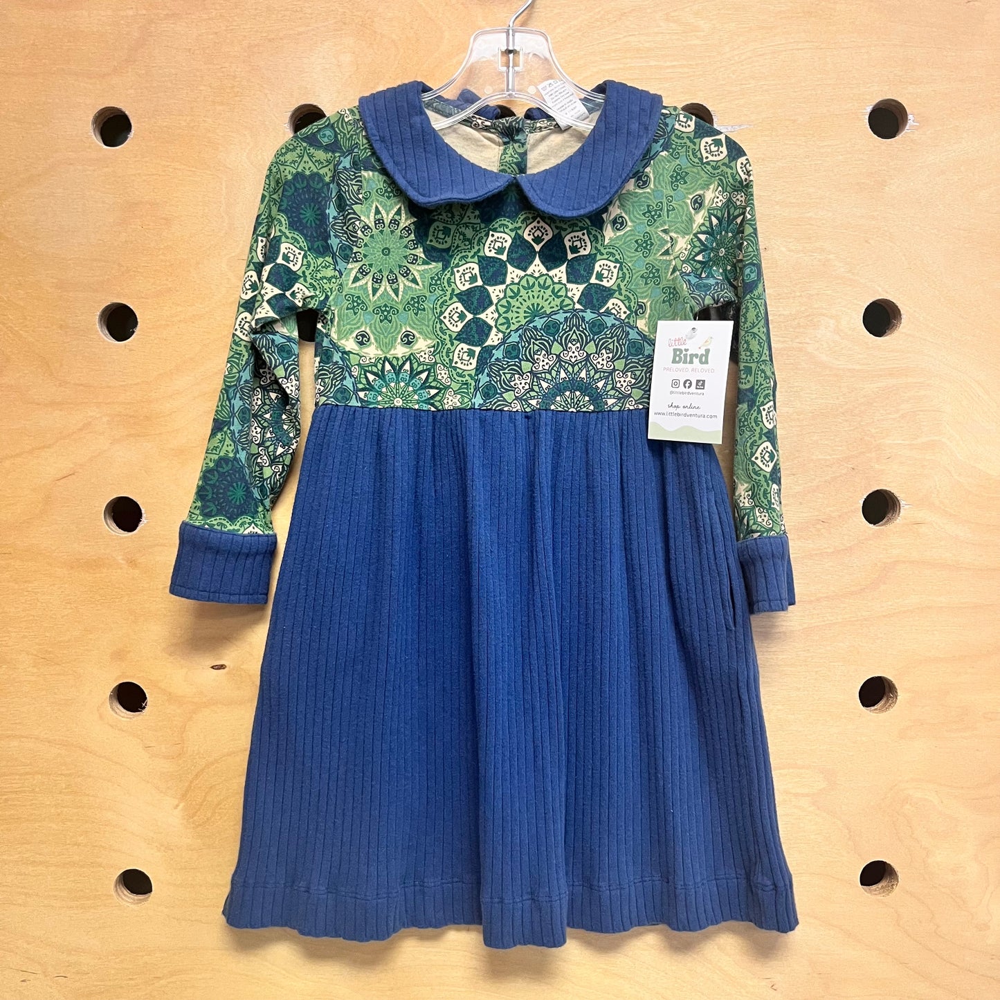 Blue & Green Organic Ribbed Dress